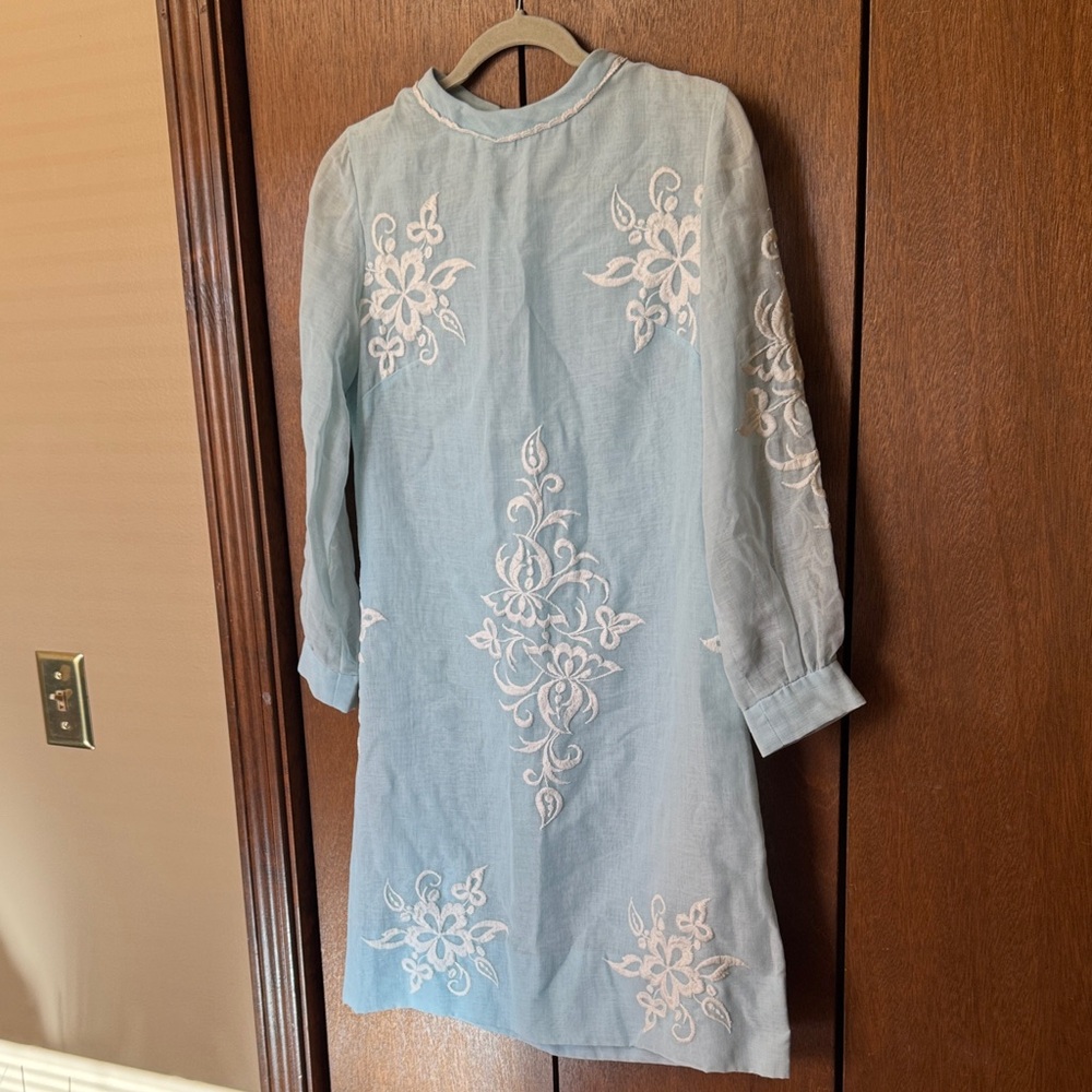 Vintage Blue and White Long Sleeve Dress